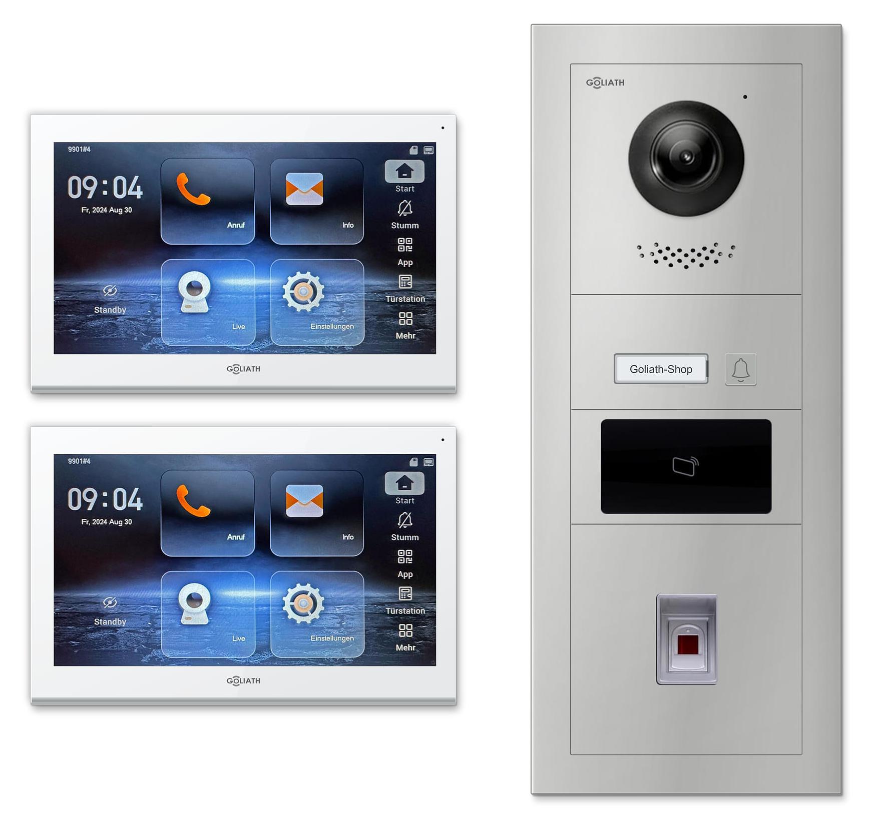 Goliath Premium IP GL-IPH141 Video-Türsprechanlage, 1 Familie, 2× 10 Zoll Weiß, Silber, Unterputz