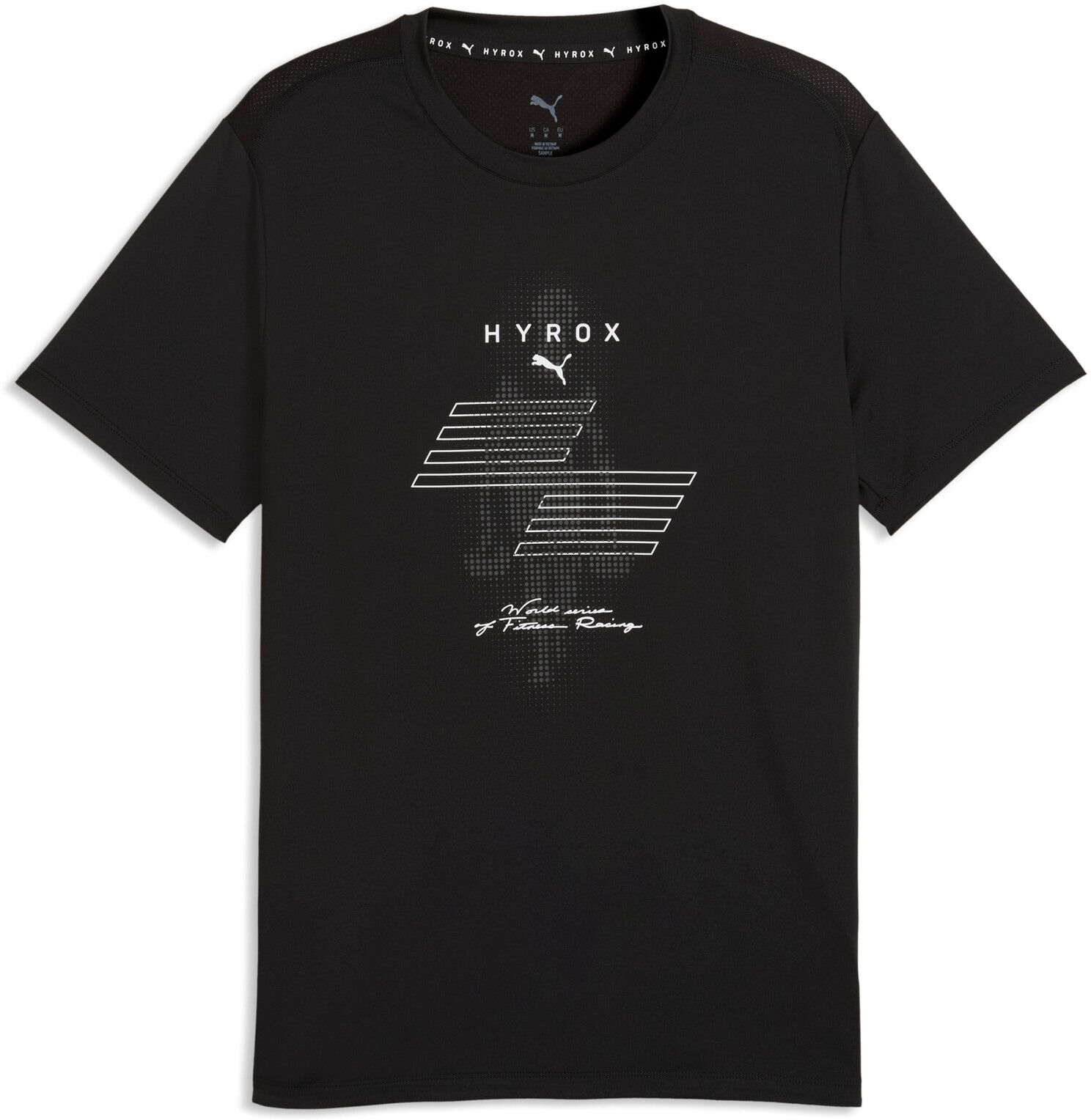 Trainingsshirt PUMA "M X HYROX CLOUDSPUN THERMOADAPT TEE", Herren, Gr. L, schwarz (puma schwarz), Jersey, Obermaterial: 94% Polyester, 6% Elasthan, regular fit normal, Rundhals, Shirts Trainingsshirt, Regular Fit, Kurzarmdesign, atmungsaktiv, schnell troc