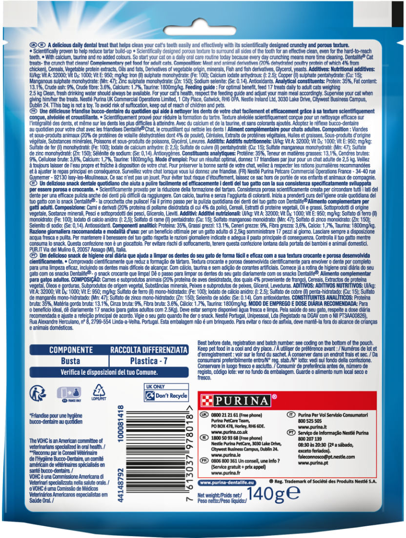 Dentalife Snack Gatto Pollo 140G