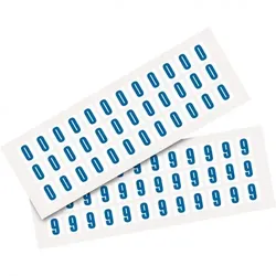 Aufkleber I Kombipackung Ziffer 0-9, weiß/blau, Folie, SH 15mm, 14x19mm, 72 je Ziffer/Packung