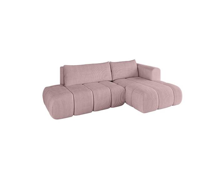 ECKSOFA Ottomane Rechts CLOUD-L 280x185x90 Rosa Cord