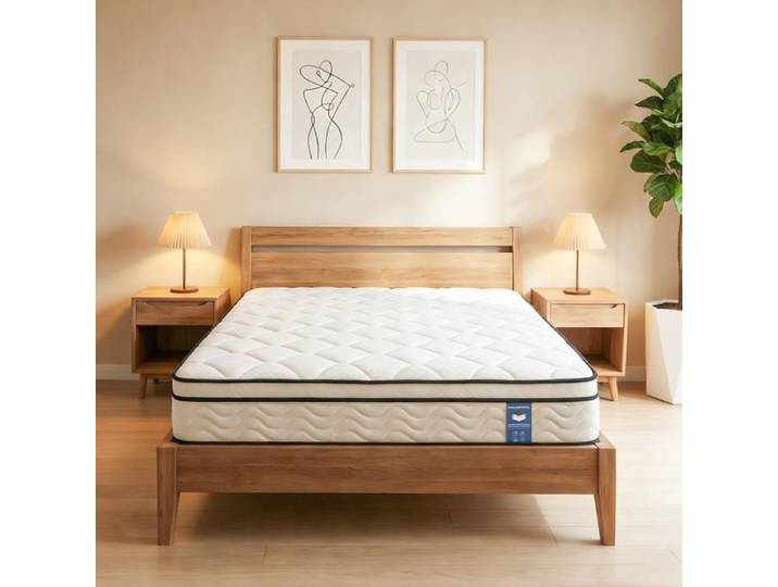 Matelas 140x200 cm HOLDLAMP - Très épais 25 cm - Mémoire de Forme + Ressorts 7 Zones - Hypoallergénique & Réversible Blanc