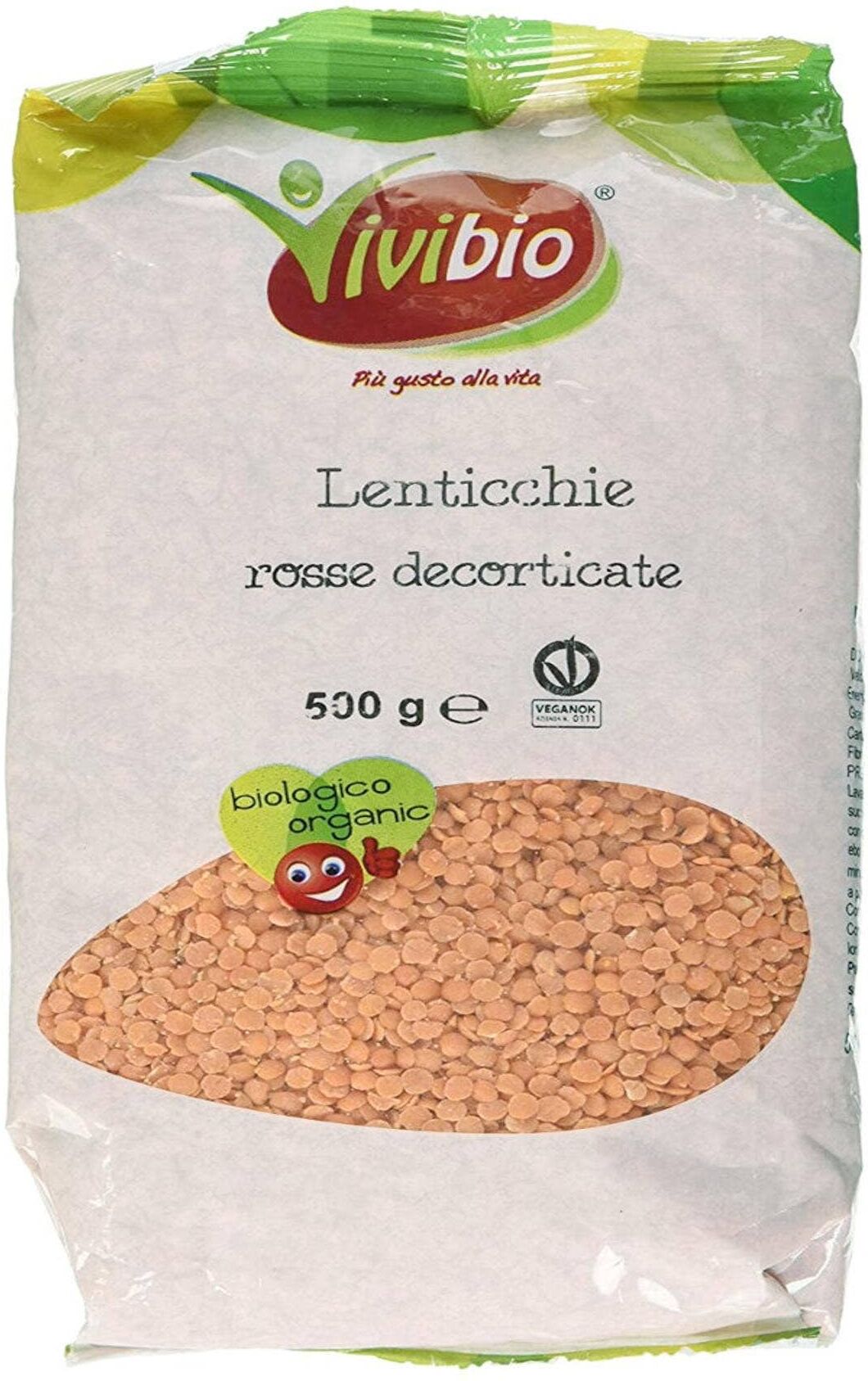 VIVIBIO Lenticchie Rosse 500 Grammi 