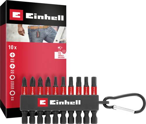 Einhell Karabiner Impact Bit Set 10tlg 118633 Bit-Set 1/4" (6.3 mm), PH, PZ, Sechskant, TX