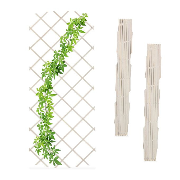 Relaxdays Uitschuifbaar plantenklimrek set van 3, wit, B/D/H: 180 x 90 x 1,5 cm