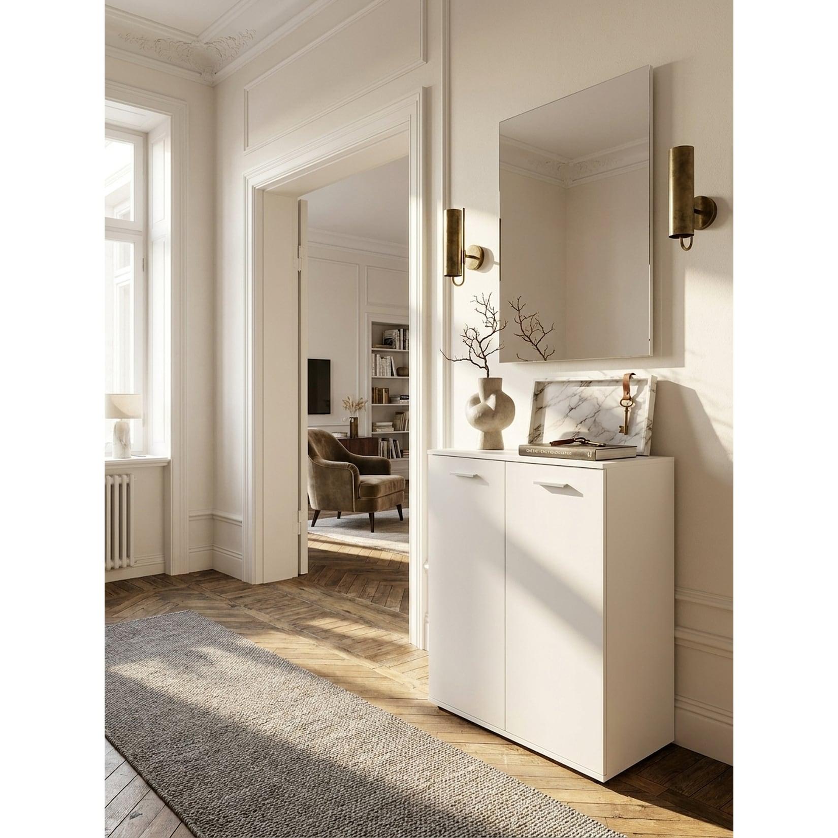 Kommode – Weiß, 71x104x35 cm, 2 Türen, matt, für Flur