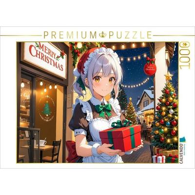 CALVENDO Puzzle Anime Weihnachten Maid mit Geschenk - Kawaii Weihnachtsbild | 1000 Teile Lege-Größe 64x48cm Foto-Puzzle für glückliche Stunden