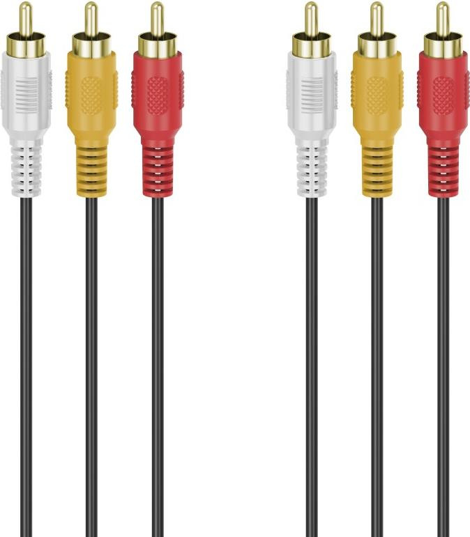 Hama RCA-kabel 3 x RCA-connector Samec, 3 meter, zwart