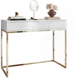 KONSOLE BLANCO mit Schubladen GOLD CHROM Weiß Hochglanz PUSH OPEN