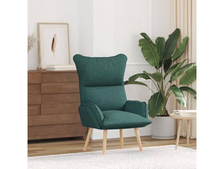 HEFZGDB Relaxsessel Dunkelgrün Stoff Moderner Komfortsessel mit Gepolsterten Armlehnen und Tufted Kissen für Wohnzimmer Schlafzimmer