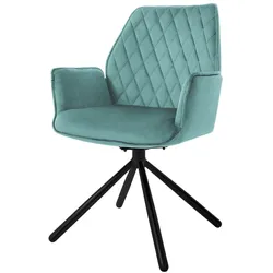 ML-Design – Esszimmerstuhl Salbei | Samt, Drehstuhl mit Arm- & Rückenlehne, Auto-Position, Metallbeine, ergonomischer Loungesessel