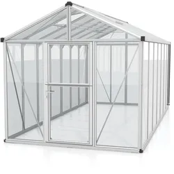 Vitavia Gewächshaus Zeus 13800 inkl. 3 Dachfenstern - 13,8 m2 -ESG 3 mm mit HKP-Dach 10 mm-Alu-blank eloxiert