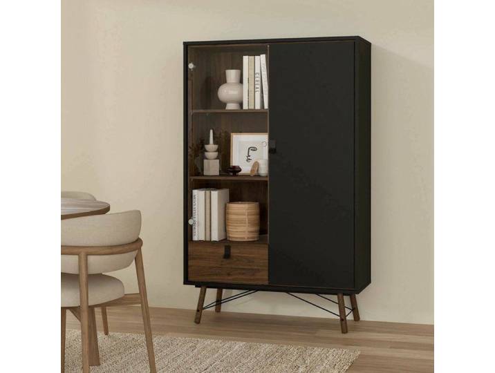 Vitrine Mora Dmora en Bois Laminé Noir 40.1x101.8x161.8h cm