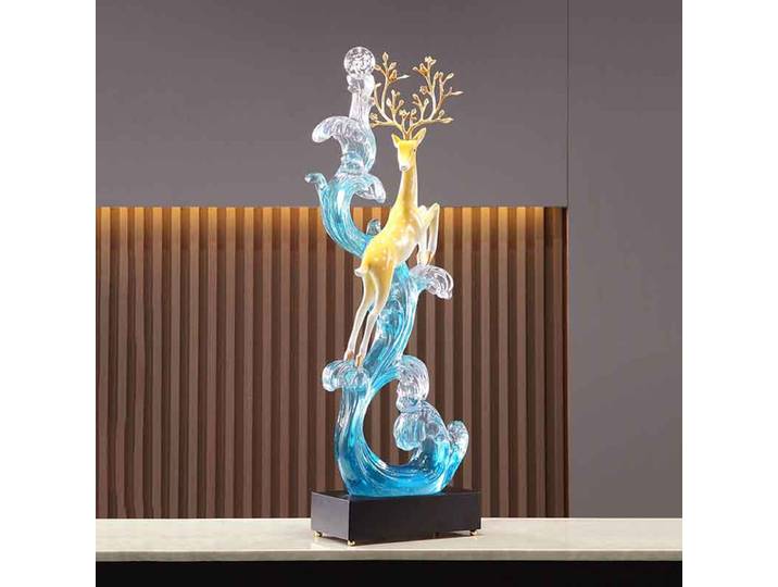 Décor de pièce nordique, ornement de Sculpture de cerf, œuvre d'art en résine transparente, décoration artisanale de bureau pour la maison, cadeaux de luxe, personnalisés