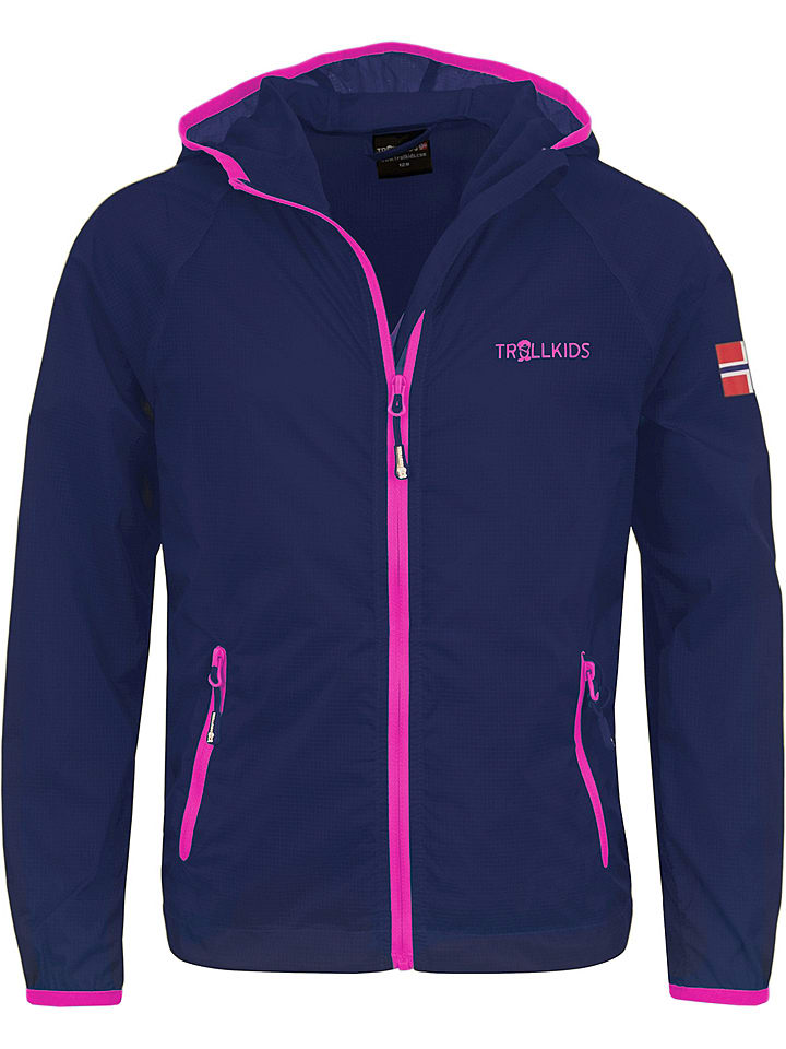 Trollkids Windbreaker "Fjell" in Dunkelblau/ Pink - 98