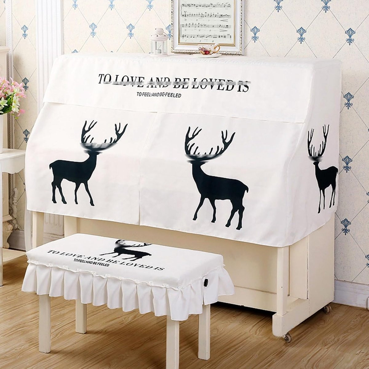 Zwarte universele piano stofkap set met beschermhoes voor piano en kruk voor 61 inch piano
