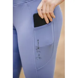 Ekkia Equitheme Damen Reitleggings Flora violett lila mit breitem Bund, Größe: 34
