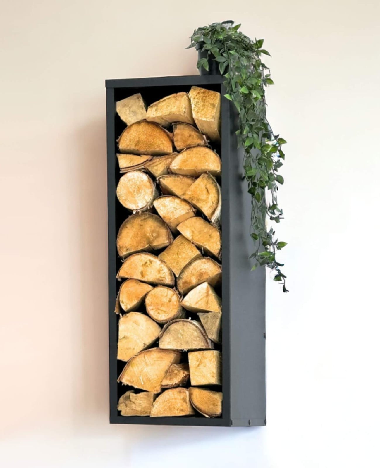 DanDiBo Houtrek voor kachel, wandmontage, zwart metaal, 80 cm, model 96542