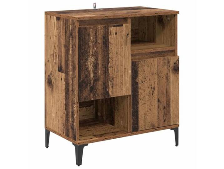 TEKGHUT Sideboard Altholz 60 x 35 x 70 cm Holzwerkstoff Regalplatten, Türen mit Scharnieren, quadratische Metallbeine, glatte Oberfläche, Wohnzimmer, Esszimmer