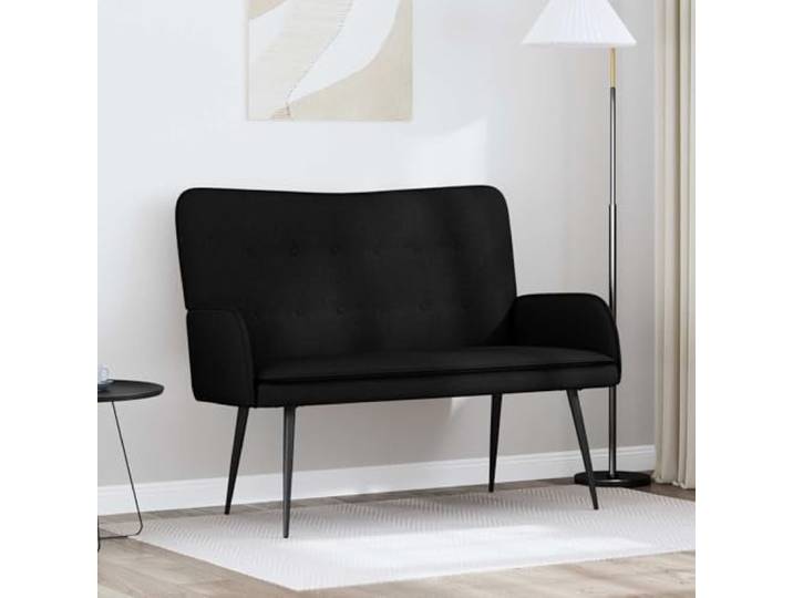 ZQQLVOO 2-Sitzer Sofa Schwarz 115 x 61 x 87 cm Stoff Polyesterbezug, Schaumstoffpolsterung, Metallrahmen, für kleine Wohnungen