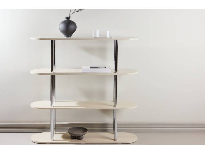 Regal Marano – Weiß mit Chromstreben im modernen Design - Beige - Luxusbetten24