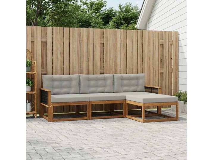 vidaXL Outdoor-Sofagarnitur 4 stk. Natural and Light grey