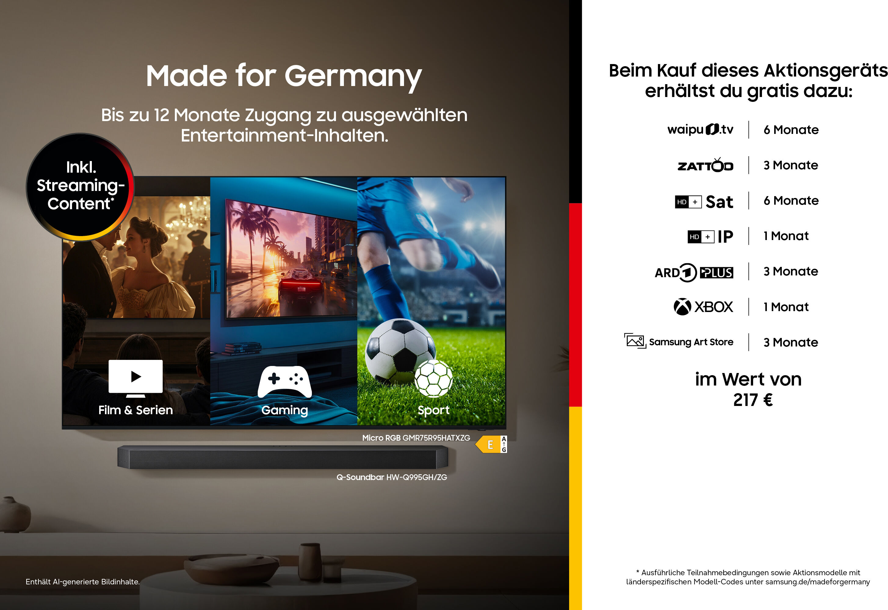 Samsung QLED-Fernseher "GQ50QN70HAU", Energieeffizienz: E, schwarz, 50 ″, Fernseher, Real QLED, Quantum-Mini-LEDs, Gaming Hub mit 144 Hz, Adaptive Sound+, QLED-Fernseher