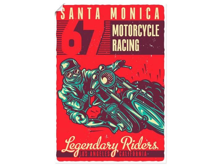 Wandbild ARTLAND Motorrad Santa Monica , rot (farbe bild(er): rot), B:90cm H:130cm, Bilder, Wandbild, als Alubild, Leinwandbild, Poster, Wandaufkleber in verschied. Grössen