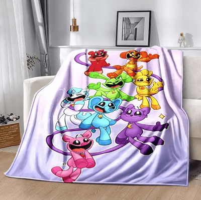 Inspire Curations Smiling Critters Cartoon Soft Flannel Throw Blanket p3 125x100cm 50x40in S