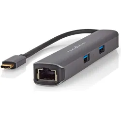 Nedis CCBW64230AT02 (USB-C, 6 Ports), Dockingstation + USB Hub, Grau