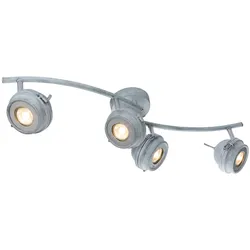 LED Deckenleuchte 4 flammig Wohnzimmerleuchte Deckenlampe Spotleiste, Strahler verstellbar, Metall grau antik, 4x5W 4x 345lm warmweiß, LxH 68 x 16 cm