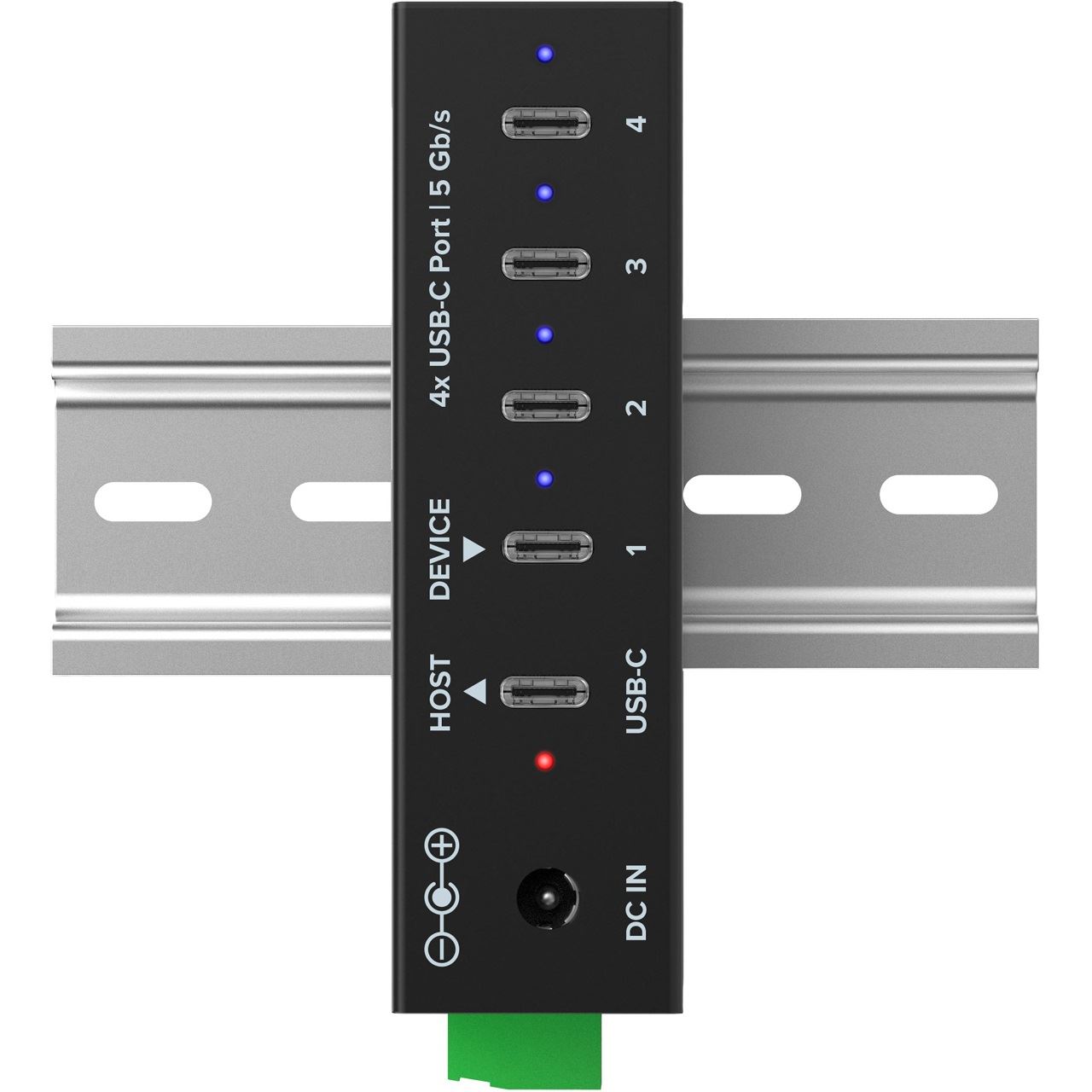 InLine USB 3.2 Gen.1 Industrie-Hub, USB-C, 4-Port, mit Netzteil