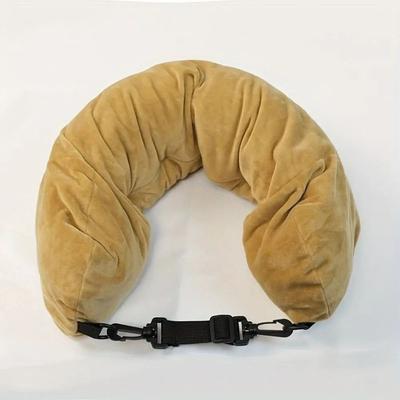 Uplifted Finds Fillable Travel Neck Pillow Stuff With Clothes Portable Pillowcase Storage Bag ultra Soft Fuzz Yellow