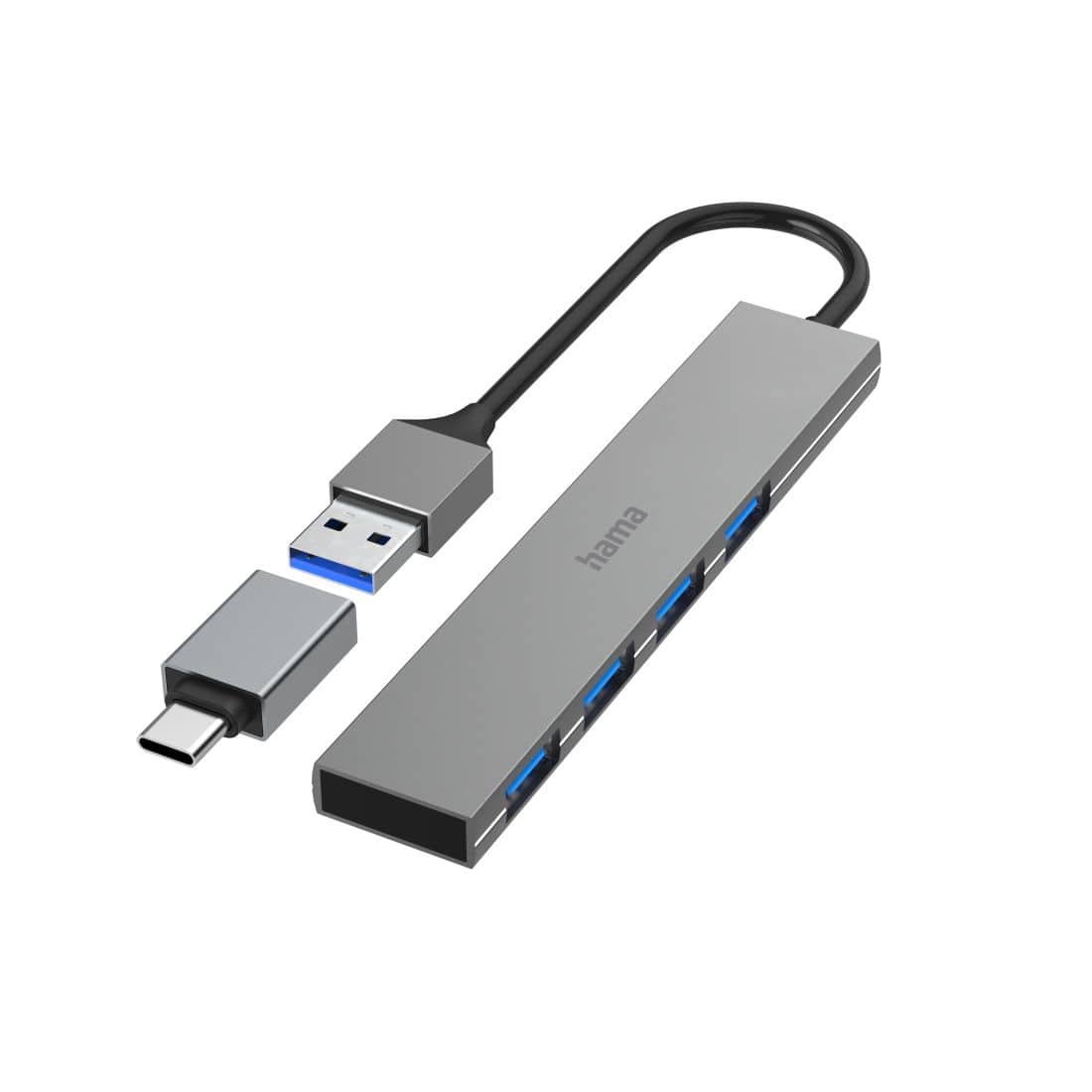 Hama 200141 4-Port USB 3.2 Hub Ultra Slim (Grau) 00200141