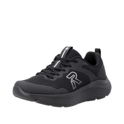 Plateausneaker RIEKER SPORT, Herren, Gr. 42, schwarz, Textil, Schuhe Plateausneaker, Sport-Sneaker, Halbschuh, Schnürschuh, Freizeitschuh mit Plateau