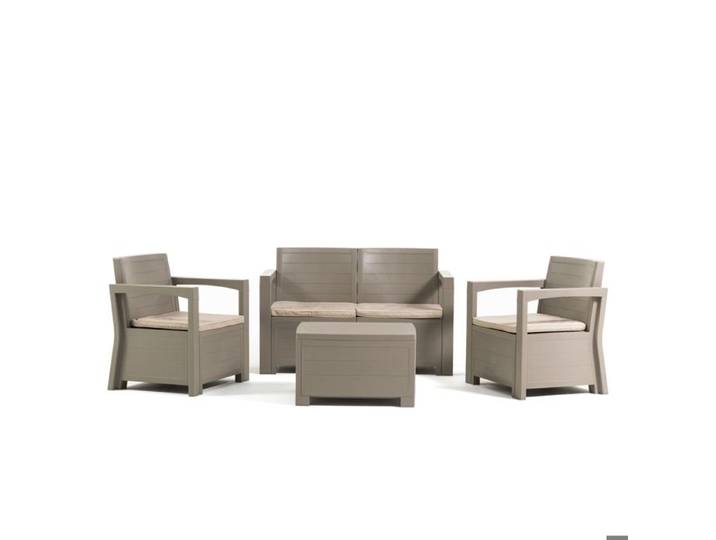 Salon bas de jardin - Licata - 4 personnes - Polypropylène - Gris tourterelle - Design moderne