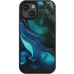 Nivocase Hülle für Apple iPhone 15 Handyhülle NIVOcore Case Schwarz Art Farbverlauf Marmor (Apple iPhone 15), Smartphone Hülle, Schwarz