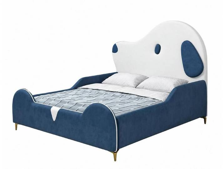 Xlmoebel Kinderbett Dunkelblaues Kinderbett im Hundedesign für Jungen und Mädchen, Made in Europa