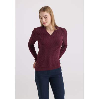 V-Ausschnitt-Pullover FELIX HARDY "V-Ausschnitt-Pullover", Damen, Gr. S, lila (bordeaux), 100% Baumwolle, V-Ausschnitt, Pullover