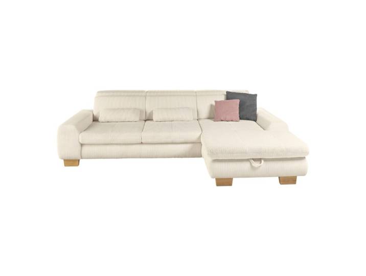 set one by Musterring SO 3400 Ecksofa in Cord mit manueller Sitztiefenverstellung und opt. Schlaffunktion - Cord natur - Schlaffunktion - rechts manuelle Kopfteilverstellung, manuelle Sitztiefenverstellung, Schlaffunktion Modern, Zeitlos