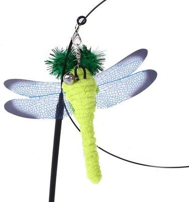 Inspired Living Interactive Bird Feather Wand Cat Toy With Suction Cup And Bell Teaser dragonfly