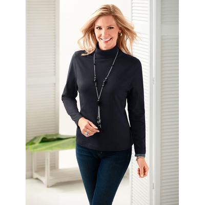 Rollkragenshirt CLASSIC BASICS "Shirtrolli", Damen, Gr. 44, schwarz, 100% Baumwolle, unifarben, ohne Ausschnitt, Shirts