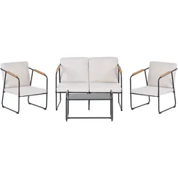 LOUNGE-SET 4-sitzer Stahl Helles Beige Vezzana