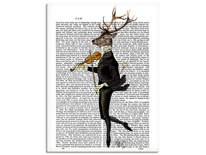 ARTLAND Wanddeko Leinwand Bilder Wandbild Hirsch Musik Skandinavisch Tiere Humor Modern Kunst Lustig J9GL