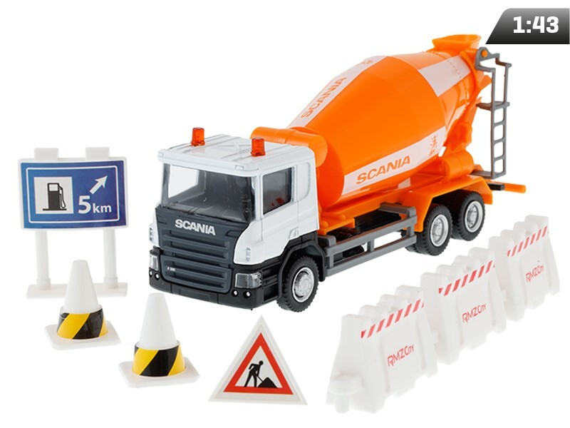 CARMOTION RMZ City Scania Betonmixer met accessoires, Model 1:64