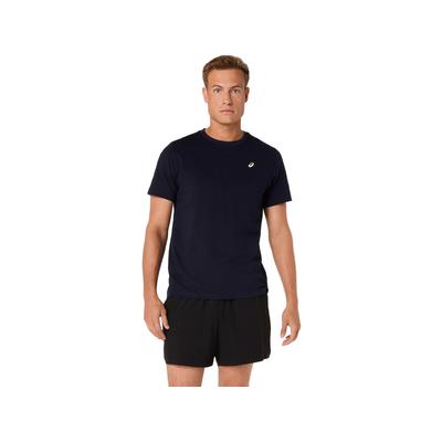 Laufshirt ASICS "ASICS SPIRAL EMBROIDERY TEE", Herren, Gr. M, blau (midnight), Obermaterial: 60% Baumwolle, 40% Polyester, Shirts Laufshirt, Schnelltrocknend, Weiches Material, Langlebige Materialien