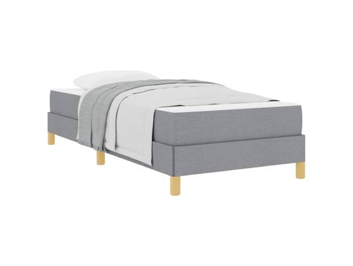 PUGYNBK Boxspringbett, 90 x 190 cm, mit grauer Matratze Lattenrost aus Holz, Taschenfederkerne, mittlere Festigkeit, schwarze Beine, modernes Schlafzimmer