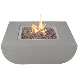 ELEMENTI Feuertisch Westport Feuerstelle aus Beton - Komplett-Set, wetterbeständig, Hellgrau 87x87x36cm