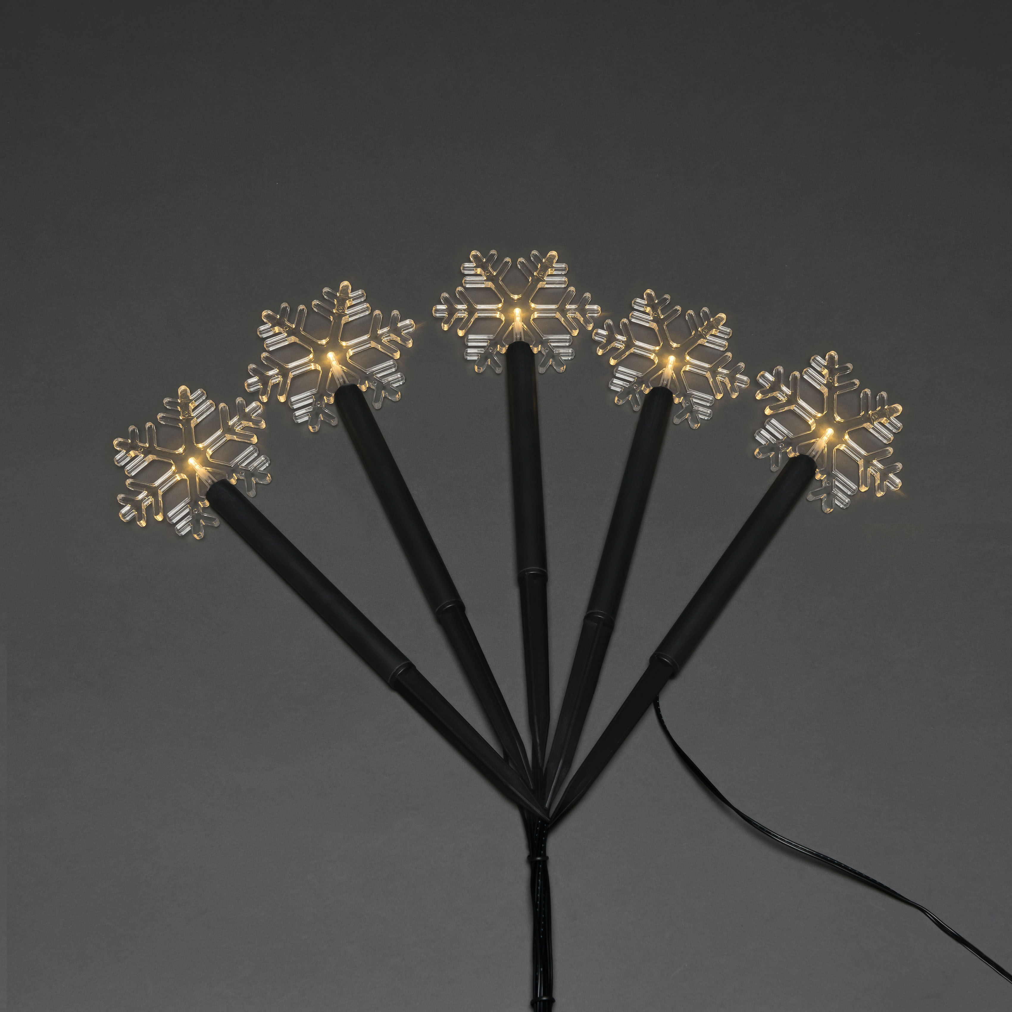 LED Gartenleuchte KONSTSMIDE "Weihnachtsdeko aussen", transparent, B:11,8cm H:24cm L:11,8cm T:11,8cm, Leuchten, LED Gartenleuchte, LED Spiessleuchte mit 5 Schneeflocken, 5 warm weiße Dioden