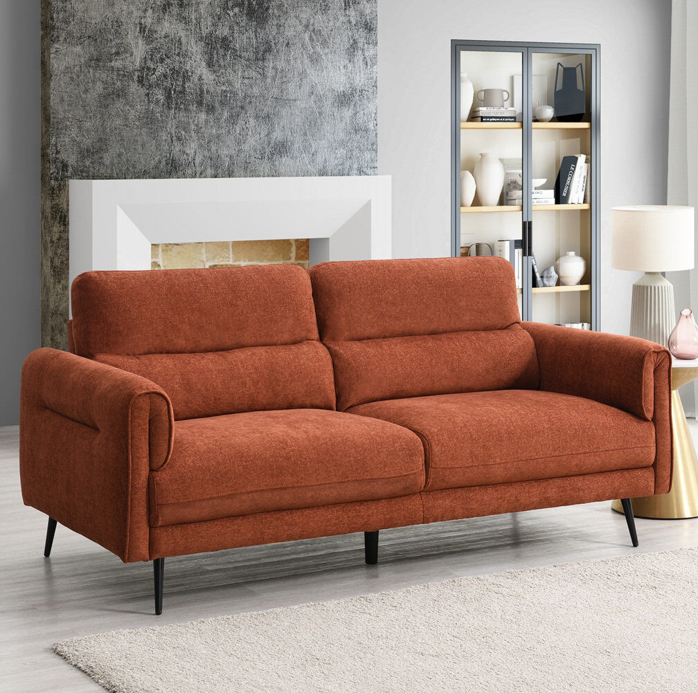 17 Stories Oakley Contemporary Upholstered Sofa Orange 3